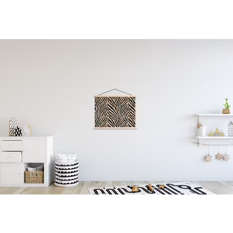 Zebra - Klassiek - Zwart textielposter latten blank klein 122 -kinderkamer