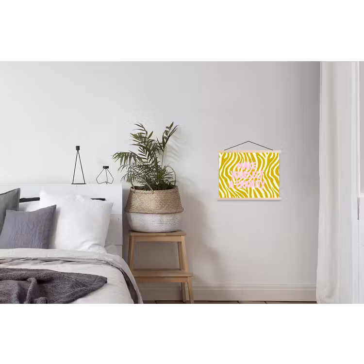 Zebraprint - Priority - Roze textielposter latten blank klein -woonkamer