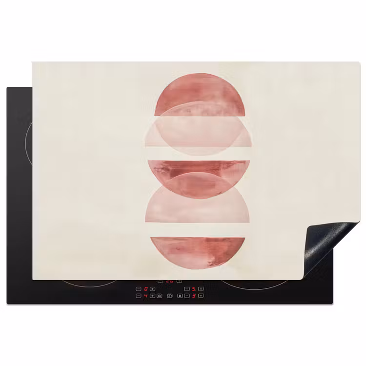 Minimalistisch - Cirkels - Roze Inductie beschermer vinyl 3mm klein -3d