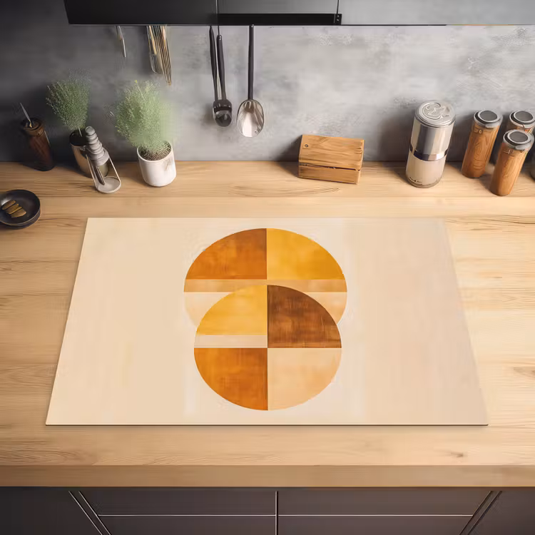 Cirkels - Geel - Minimalistisch Inductie beschermer vinyl 3mm klein -sfeer5