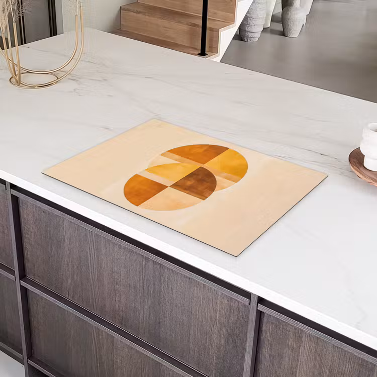 Cirkels - Geel - Minimalistisch Inductie beschermer vinyl 3mm klein -sfeer8