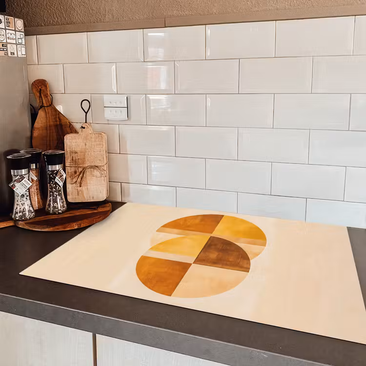 Cirkels - Geel - Minimalistisch Inductie beschermer vinyl 3mm klein -sfeer3