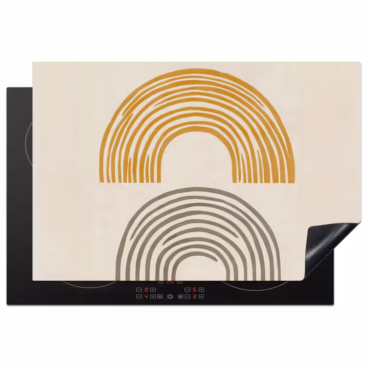 Bogen - Lijnen - Oranje - Minimalistisch Inductie beschermer vinyl 3mm klein -3d