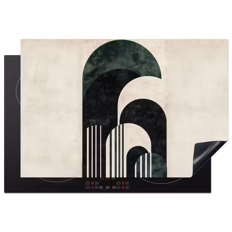 Bogen - Donkergroen - Lijnen Inductie beschermer vinyl 3mm klein -3d