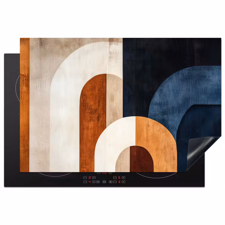 Abstract - Vormen - Donkerblauw Inductie beschermer vinyl 3mm klein -3d