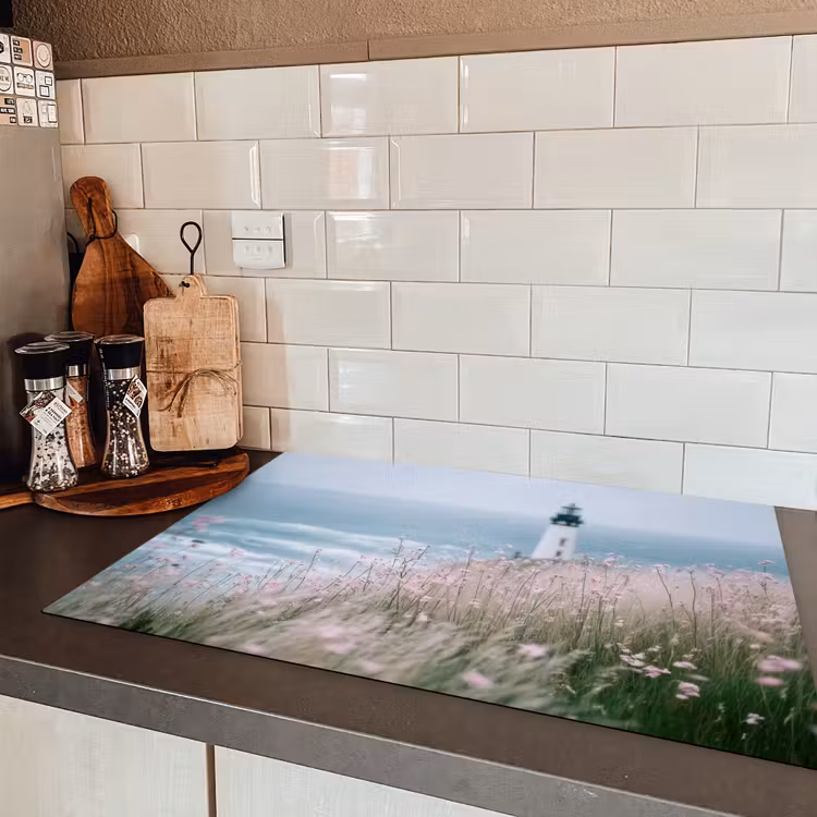 Vuurtoren - Klif - Zee - Bloemen Inductie beschermer vinyl 3mm klein -sfeer3
