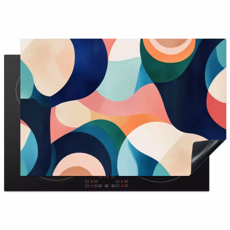 Abstract - Blauw - Roze Inductie beschermer vinyl 3mm klein -3d
