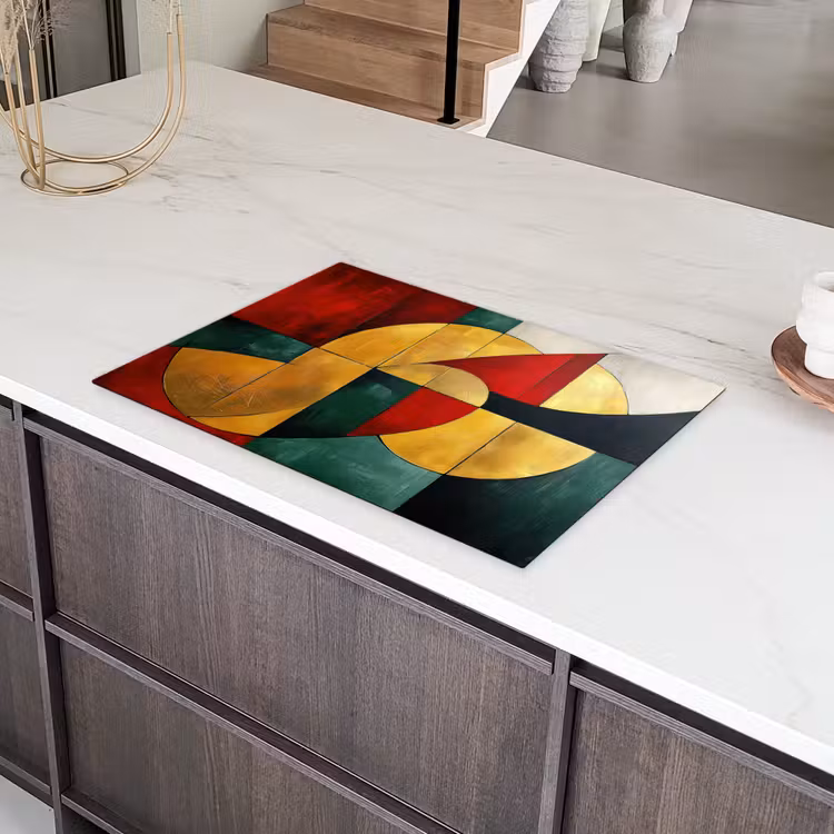 Abstract - Kerst - Goud - Rood - Groen Inductie beschermer vinyl 3mm klein -sfeer8