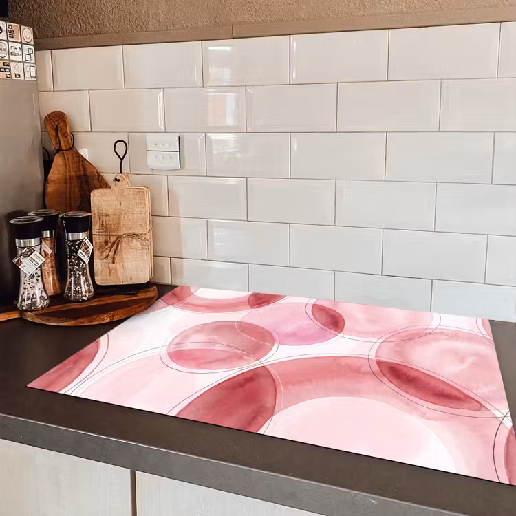 Abstract - Cirkels - Modern - Roze - Kunst Inductie beschermer vinyl 3mm klein -sfeer3