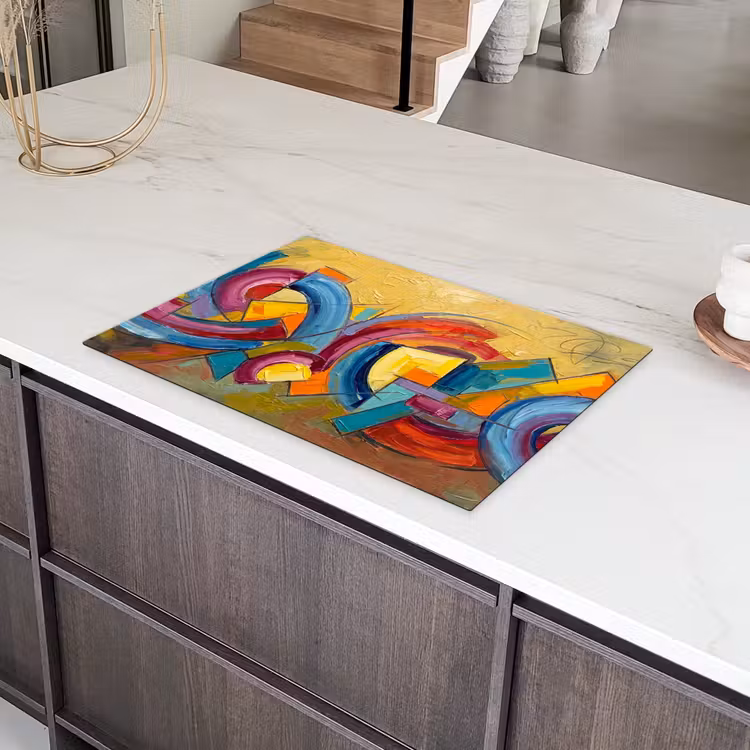 Abstract - Cirkels - Schilderij - Kleurrijk - Dynamisch Inductie beschermer vinyl 3mm klein -sfeer8