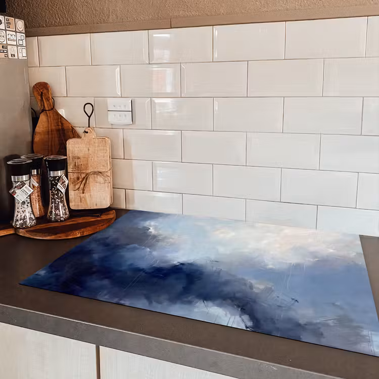Abstract - Wolken - Modern - Blauw - Kunst Inductie beschermer vinyl 3mm klein -sfeer3