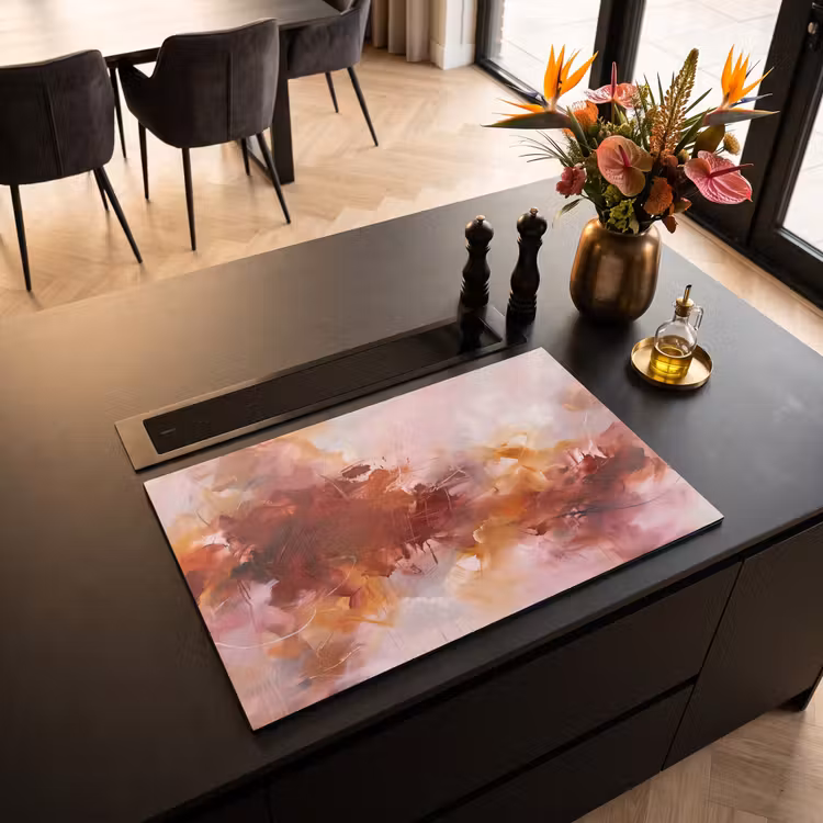 Abstract - Kleurrijk - Kunst - Modern - Roze-Rood Inductie beschermer vinyl 3mm klein -sfeer5