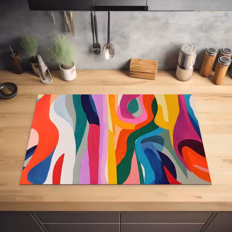 Abstract - Kleurrijk - Golven - Lijnen Inductie beschermer vinyl 3mm klein -sfeer5
