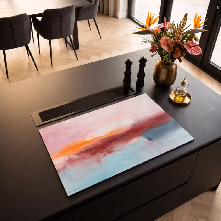 Abstract - Kleuren - Modern - Kunst - Roze Inductie beschermer vinyl 3mm klein -sfeer5