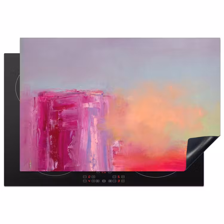 Abstract - Kleuren - Modern - Roze Inductie beschermer vinyl 3mm klein -3d
