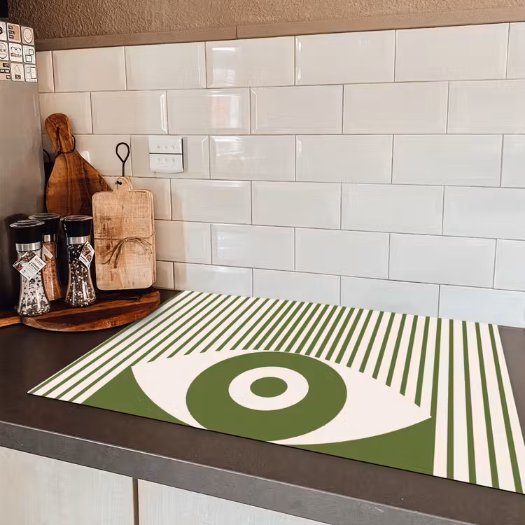 Abstract - Oog - Strepen - Modern - Groen Inductie beschermer vinyl 3mm klein -sfeer3