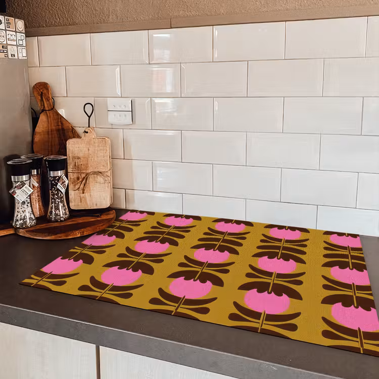 Abstract - Bloemen - Roze Inductie beschermer vinyl 3mm klein 276 -sfeer3