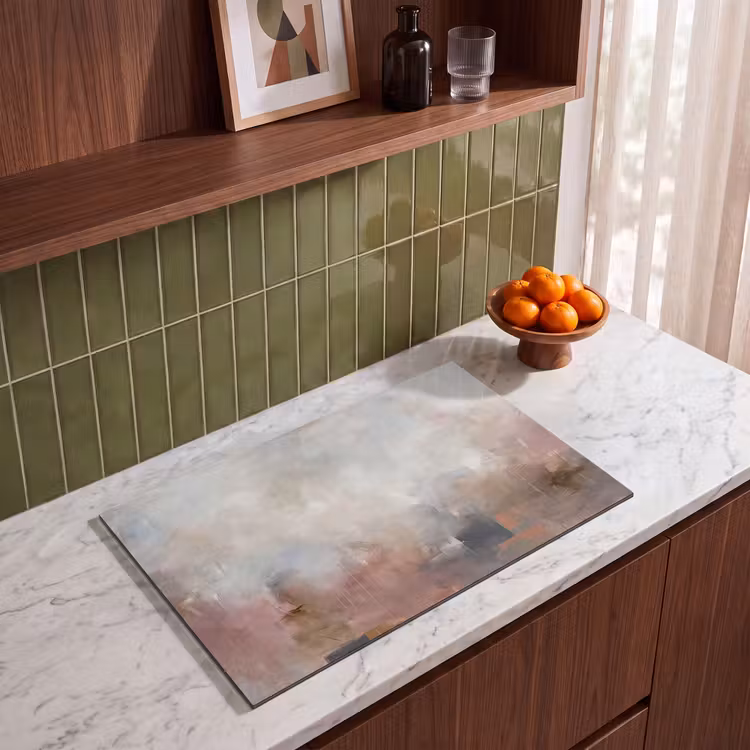 Abstract - Vloeiend - Kunst - Modern - Beige Inductie beschermer vinyl 3mm klein -sfeer8