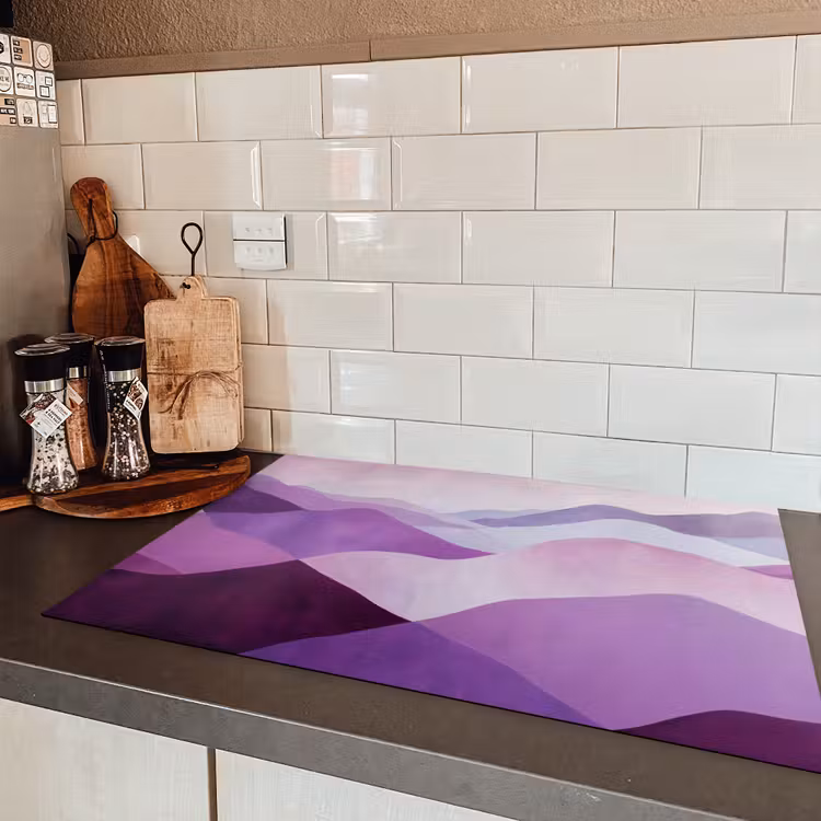 Abstract - Heuvels - Landschap - Paars Inductie beschermer vinyl 3mm klein -sfeer3