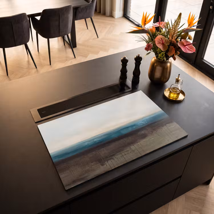Abstract - Landschap - Horizon - Blauw - Modern Inductie beschermer vinyl 3mm klein -sfeer5