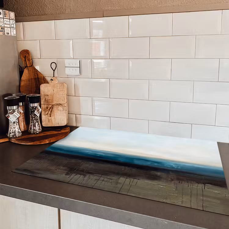 Abstract - Landschap - Horizon - Blauw - Modern Inductie beschermer vinyl 3mm klein -sfeer3