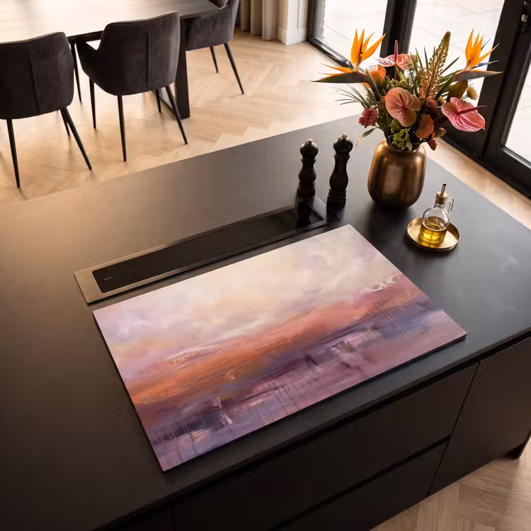 Abstract - Landschap - Modern - Paars - Oranje Inductie beschermer vinyl 3mm klein -sfeer5