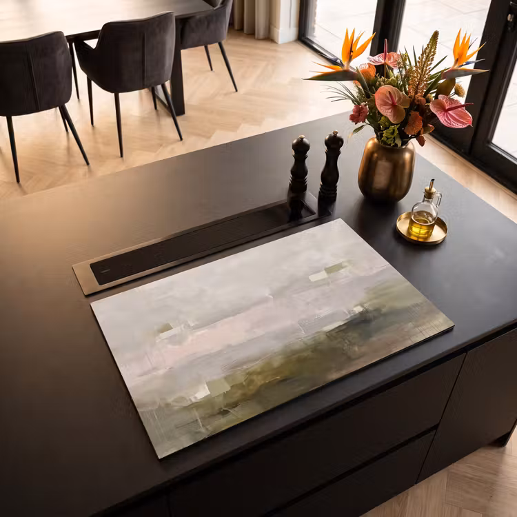 Abstract - Gelaagd - Kunst - Modern - Grijs-Groen Inductie beschermer vinyl 3mm klein -sfeer5