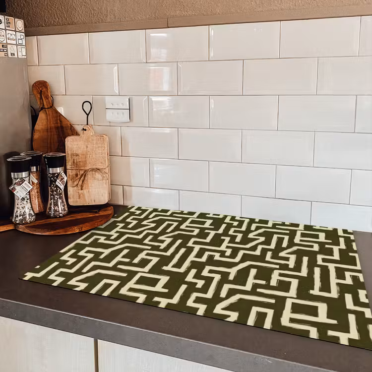 Abstract - Lijnen - Groen Inductie beschermer vinyl 3mm klein 276 -sfeer3