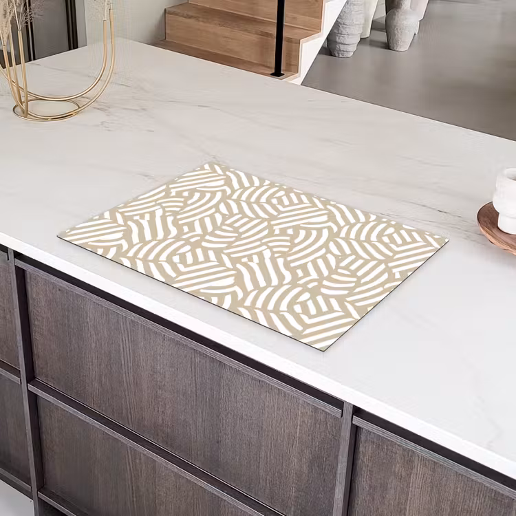 Abstract - Modern - Beige Inductie beschermer vinyl 3mm klein 276 -sfeer8