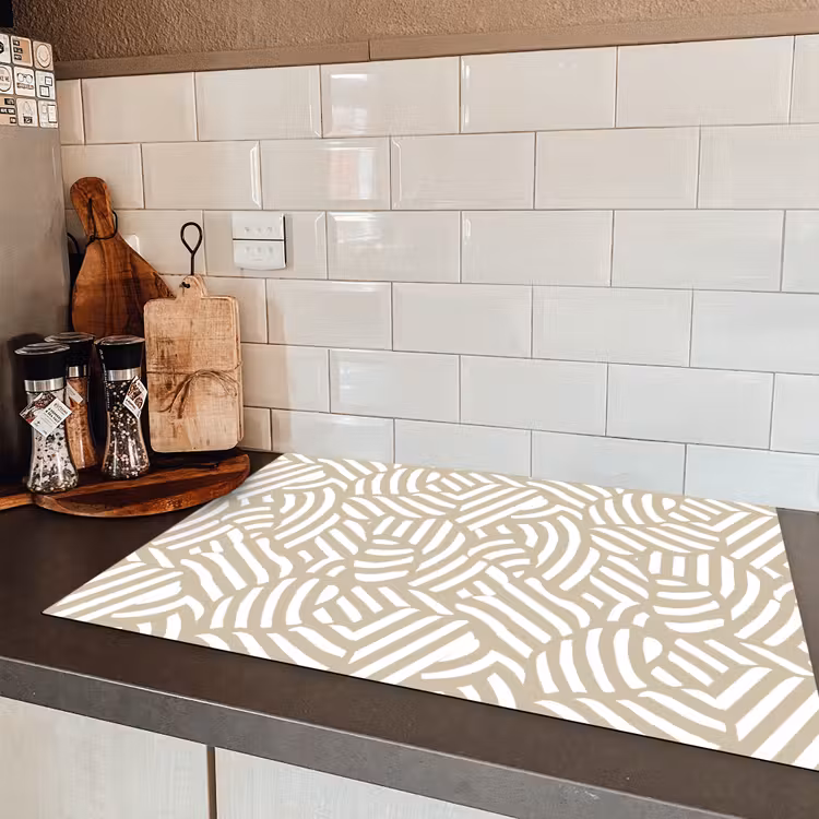 Abstract - Modern - Beige Inductie beschermer vinyl 3mm klein 276 -sfeer3