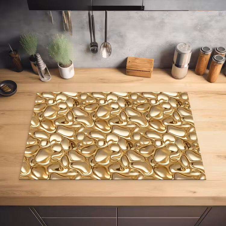 Abstract - Modern - Goud Inductie beschermer vinyl 3mm klein 276 -sfeer5