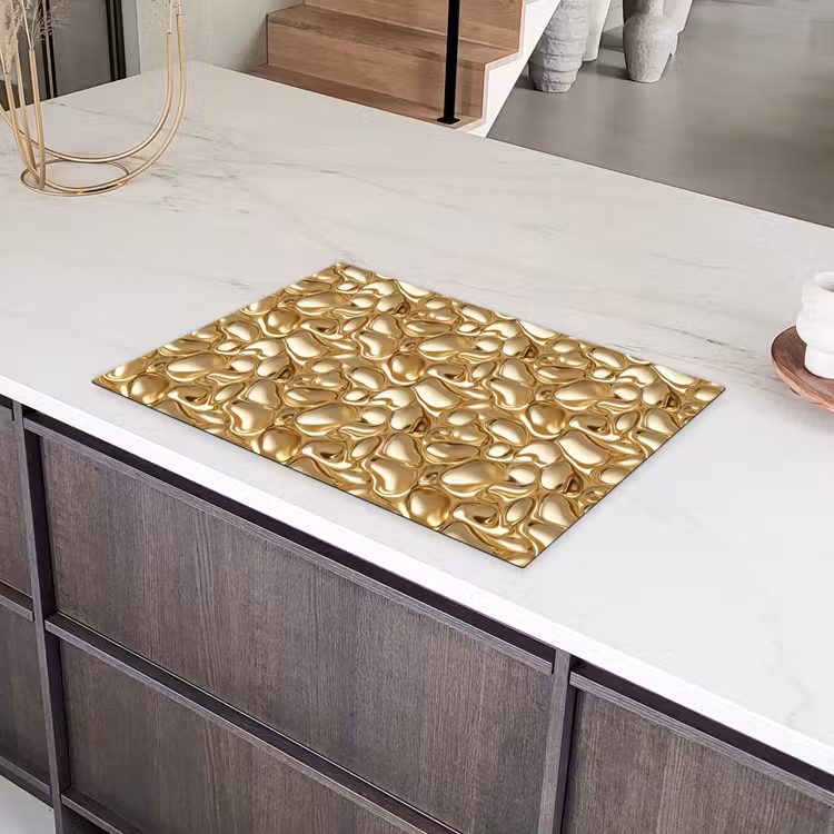 Abstract - Modern - Goud Inductie beschermer vinyl 3mm klein 276 -sfeer8