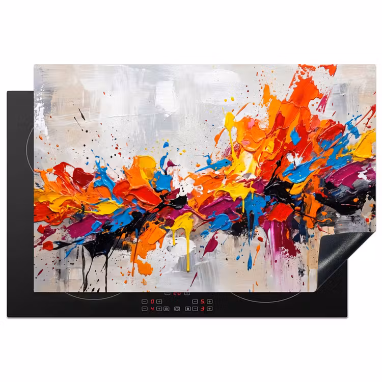 Abstract - Schilderij - Kleurrijk - Dynamisch Inductie beschermer vinyl 3mm klein -3d