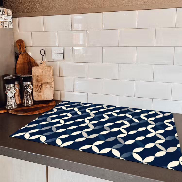 Abstract - Patroon - Blauw Inductie beschermer vinyl 3mm klein 276 -sfeer3
