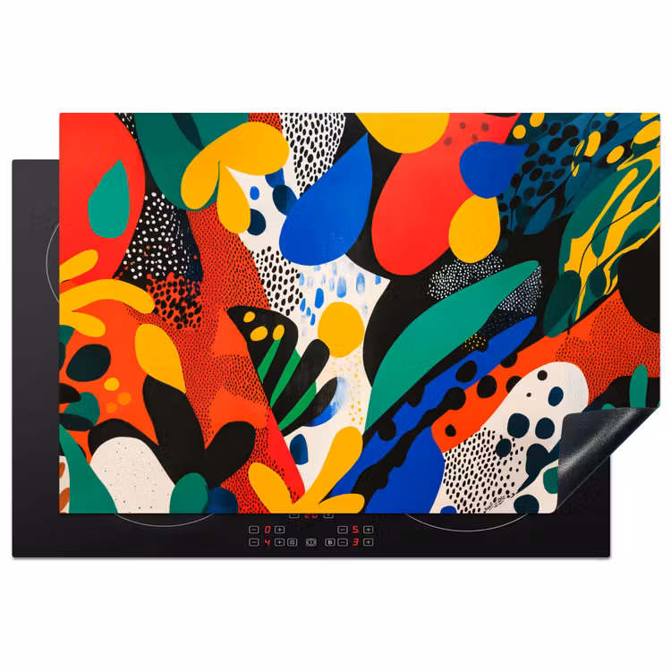 Abstract - Planten - Vormen - Kleurrijk Inductie beschermer vinyl 3mm klein -3d