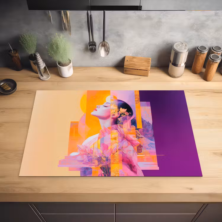 Abstract - Portret - Vrouw - Kleurrijk Inductie beschermer vinyl 3mm klein -sfeer5