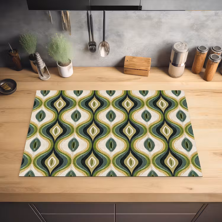 Abstract - Ritmisch - Groen Inductie beschermer vinyl 3mm klein 276 -sfeer5