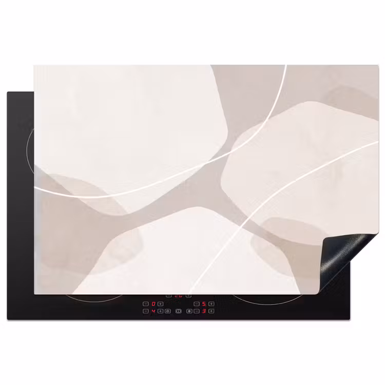 Induction Hob Cover - Abstract - Shapes - Beige - Abstract - Vormen - Beige Inductie beschermer vinyl 3mm klein