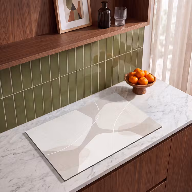 Induction Hob Cover - Abstract - Shapes - Beige - Abstract - Vormen - Beige Inductie beschermer vinyl 3mm klein