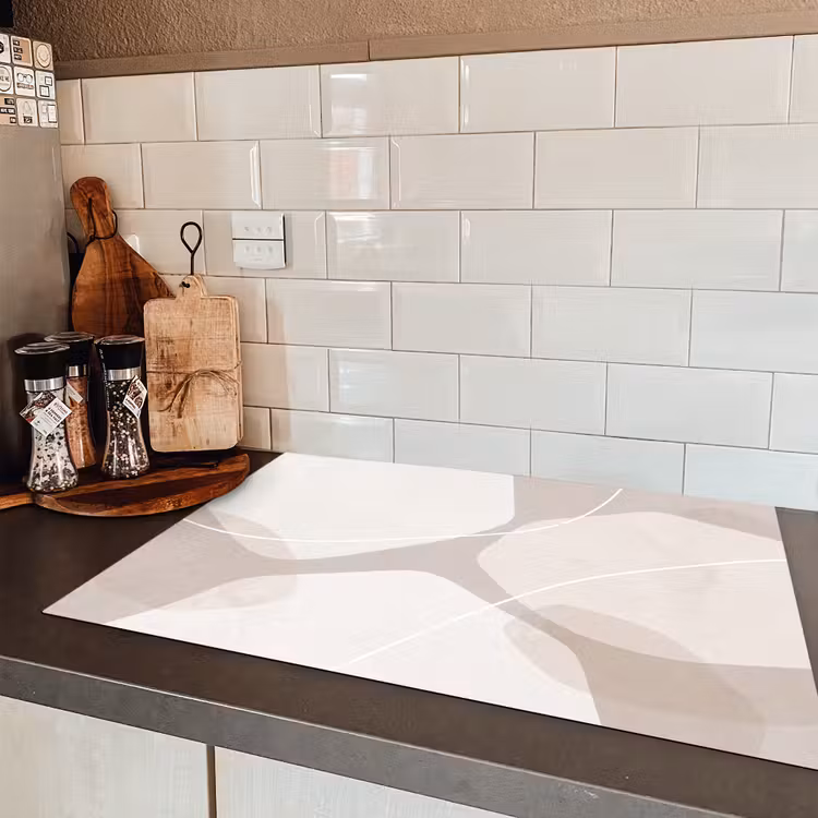 Induction Hob Cover - Abstract - Shapes - Beige - Abstract - Vormen - Beige Inductie beschermer vinyl 3mm klein