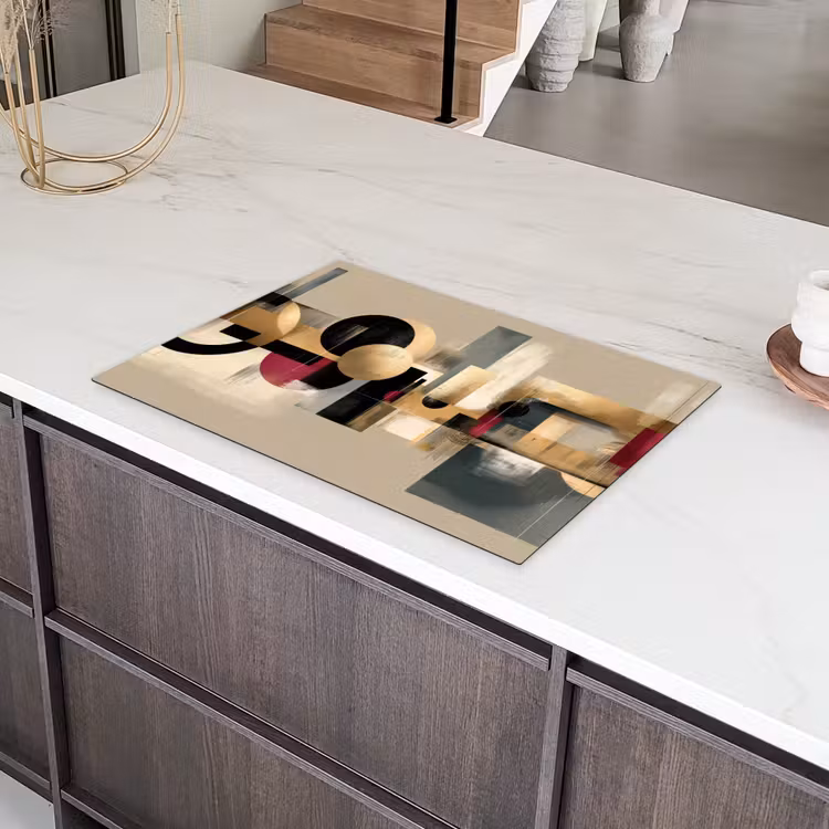 Abstract - Vormen - Beige - Texturen Inductie beschermer vinyl 3mm klein -sfeer8
