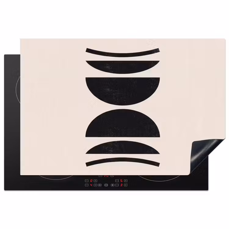 Induction Hob Cover - Abstract - Shapes - Black - Abstract - Vormen - Zwart Inductie beschermer vinyl 3mm klein