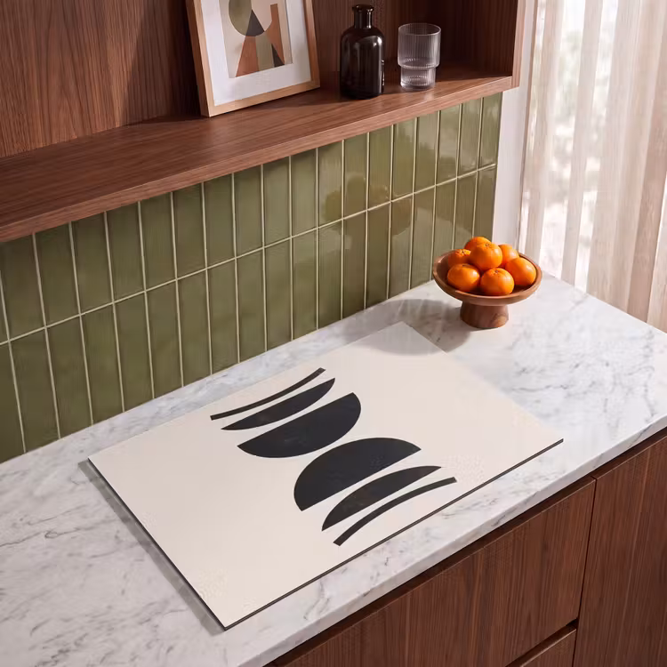 Induction Hob Cover - Abstract - Shapes - Black - Abstract - Vormen - Zwart Inductie beschermer vinyl 3mm klein