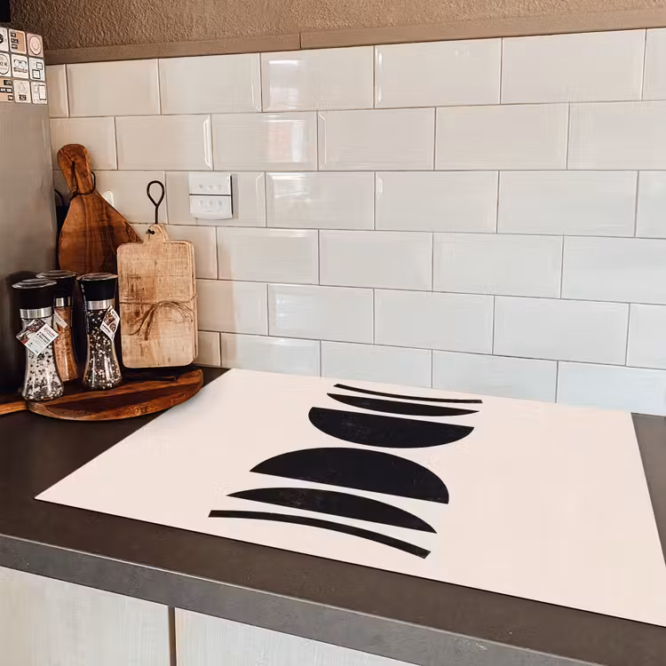 Induction Hob Cover - Abstract - Shapes - Black - Abstract - Vormen - Zwart Inductie beschermer vinyl 3mm klein