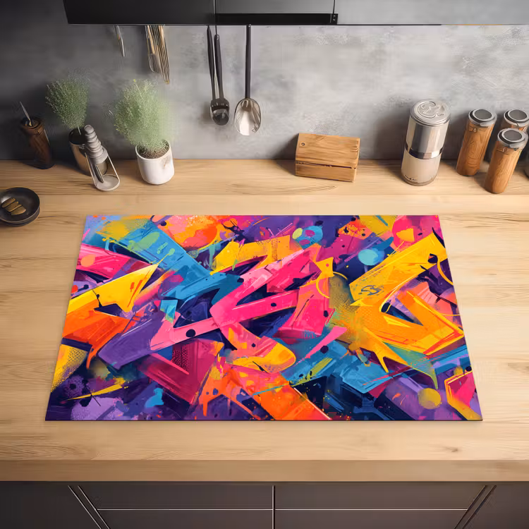 Abstract - Vormen - Kleurrijk Inductie beschermer vinyl 3mm klein -sfeer5