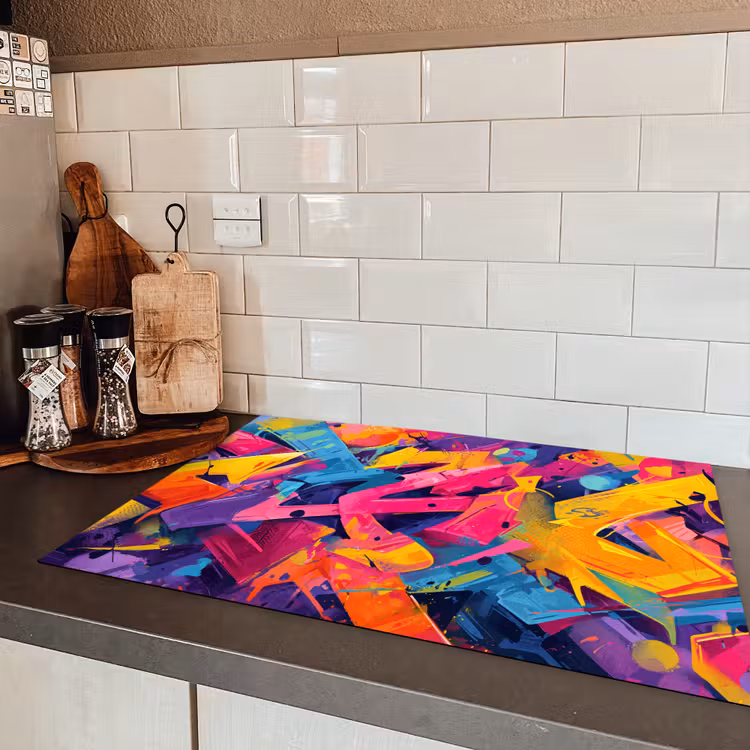 Abstract - Vormen - Kleurrijk Inductie beschermer vinyl 3mm klein -sfeer3