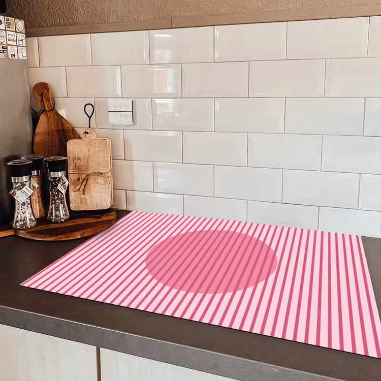 Abstract - Strepen - Ovaal - Roze - Modern Inductie beschermer vinyl 3mm klein -sfeer3