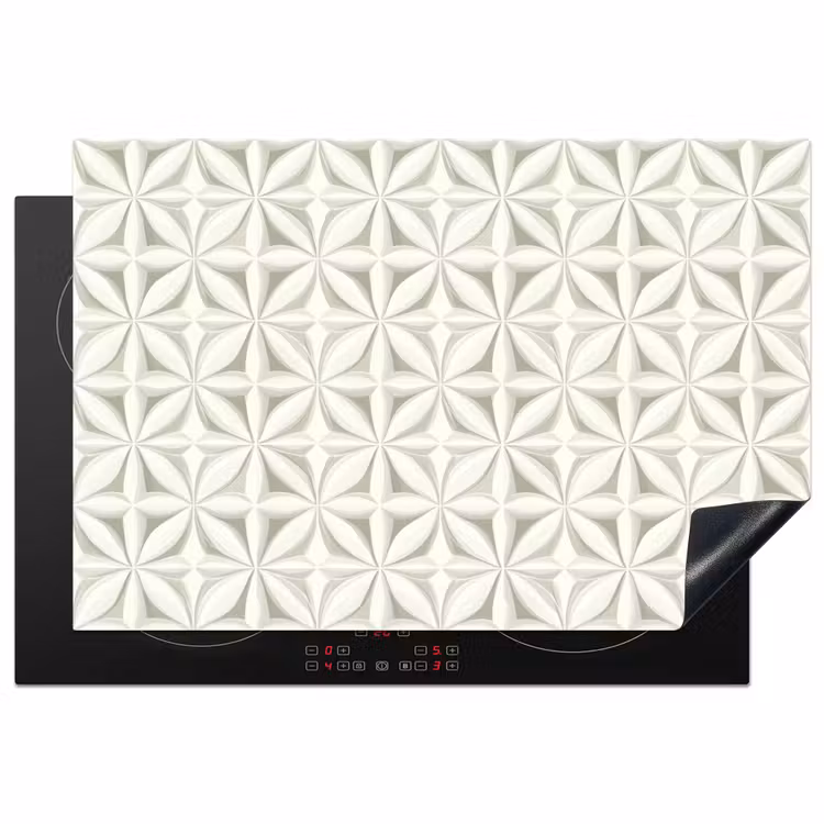 Abstract - Structuur - Grijs - Wit Inductie beschermer vinyl 3mm klein 276 -3d