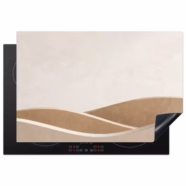 Abstract - Golven - Modern - Beige Inductie beschermer vinyl 3mm klein -3d