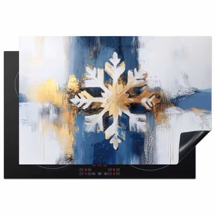 Abstract - Winter - Sneeuwvlok - Sneeuw - Goud Inductie beschermer vinyl 3mm klein -3d